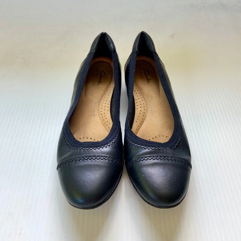 Clarks Sara Bay Ballet Flats Black Leather Womens 9M